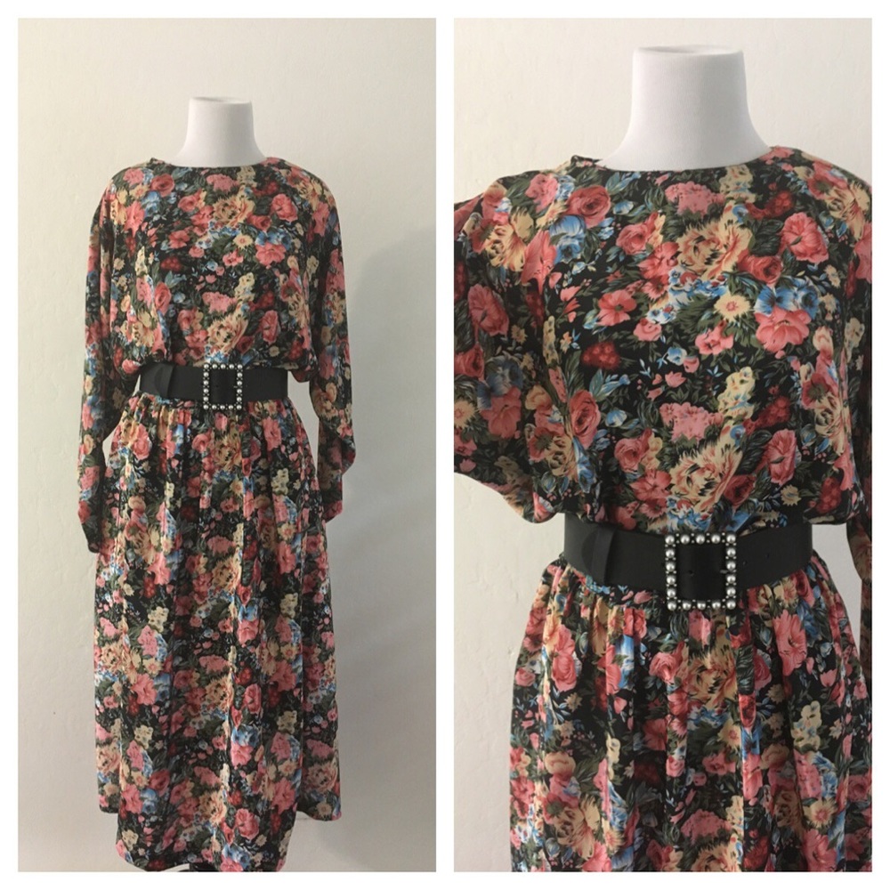 Vintage handmade floral midi dress